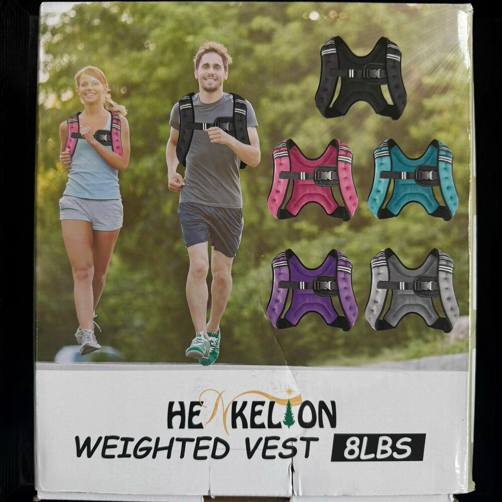 Henkelion 8 lb Weighted Vest Adjustable Workout Walking Running Fitness Black